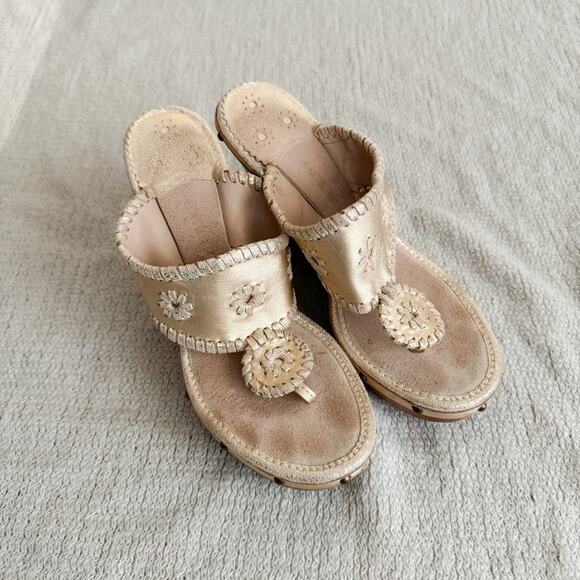 Jack Rogers Gold Marbella Wedge Sandal - 6.5 - Picture 7 of 7